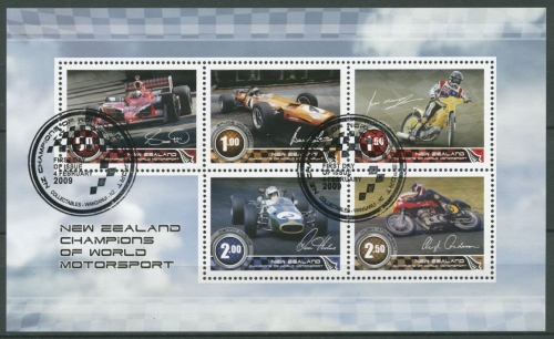Neuseeland 2009 Neuseel. Motorsport-Weltmeister Block 238 gestempelt (C25785)