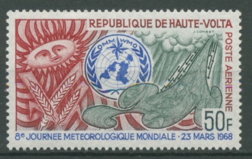 Obervolta 1968 Welttag der Meteorologie wetterkundliche Symbole 237 postfrisch