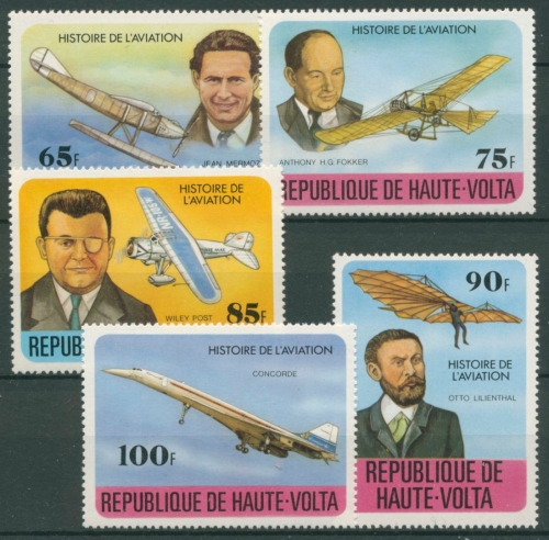 Obervolta 1978 Geschichte der Luftfahrt Lilienthal Concorde 706/10 postfrisch