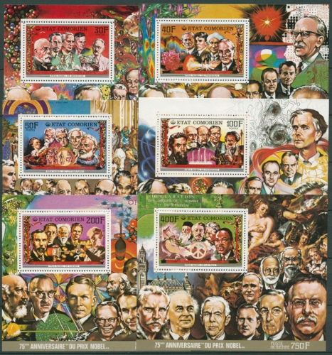 Komoren 1977 Nobelpreisträger Block 91/96 A postfrisch (C24337)