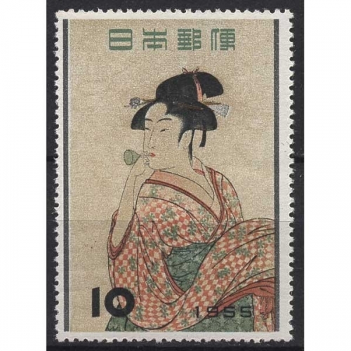 Japan 1955 Holzschnitt: Glasflöte blasendes Mädchen 648 postfrisch