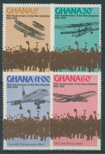 Ghana 1978 Erster Motorflug der Brüder Wright Flugzeuge 738/41 A postfrisch