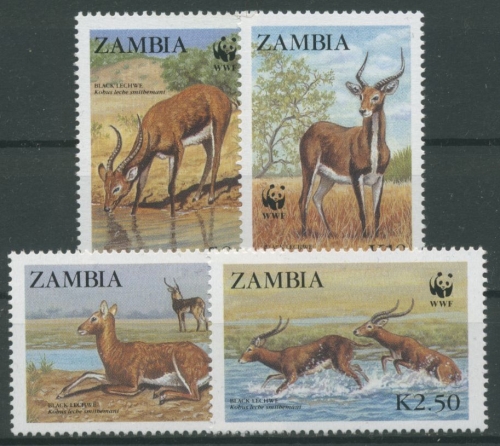 Sambia 1987 WWF Naturschutz Wasserbock 438/41 postfrisch