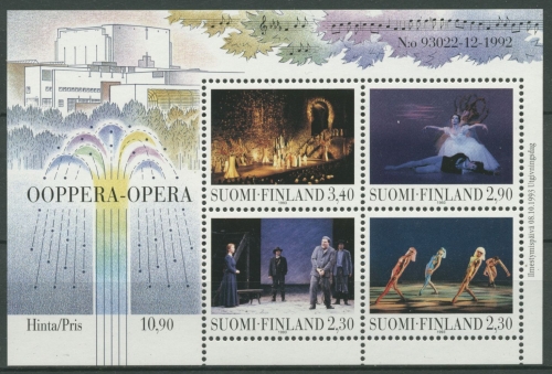 Finnland 1993 Eröffnung des Opernhauses Helsinki Block 10 postfrisch (C25907)