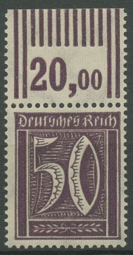 Deutsches Reich 1921 Ziffer WZ 2, Walzendruck 183 a W OR 2'9'2 postfrisch