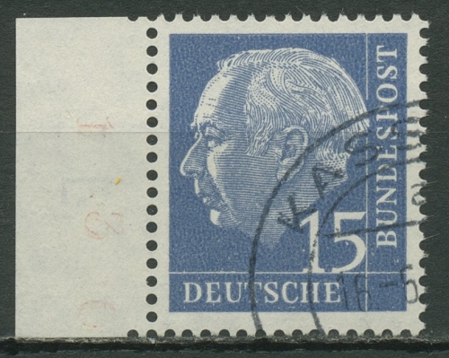 Bund 1960 Heuss LUMOGEN Bogenmarke Randstück 184 y gestempelt geprüft