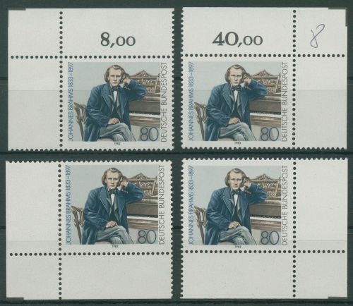 Bund 1983 Komponist J. Brahms 1177 alle 4 Ecken postfrisch (E1166), beschriftet