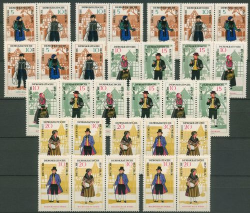 DDR 1966 Volkstrachten 1214/19 ZD alle Kombinationen postfrisch (SG23)