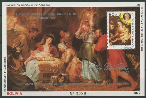 Bolivien 1990 Gemälde von Rubens Block 187 postfrisch (C42685)