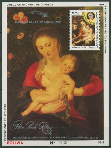 Bolivien 1989 Weihnachten Gemälde P.P.Rubens Block 180 postfrisch (C97390)