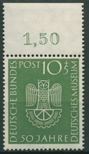 Bund 1953 50 Jahre Deutsches Museum München 163 Oberrand postfrisch