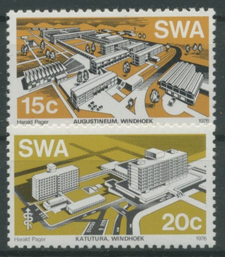 Südwestafrika 1976 Moderne Gebäude Krankenhaus Bildungsstätte 423/24 postfrisch