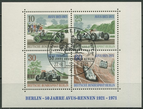 Berlin 1971 50 Jahre AVUS-Rennen Block 3 Ersttagssonderstempel ESST (C16736)