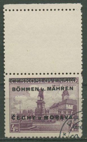 Böhmen und Mähren 1939 Marke mit Leerfeld 17 LS gestempelt signiert