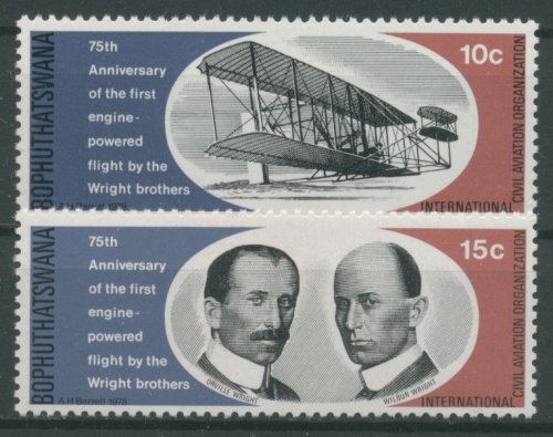 Bophuthatswana 1978 Motorflug der Gebrüder Wright Flugzeug 33/34 postfrisch