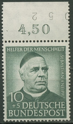 Bund 1953 Wohlfahrt Helfer der Menschheit mit WZ 4 Y 174 Y Oberrand postfrisch