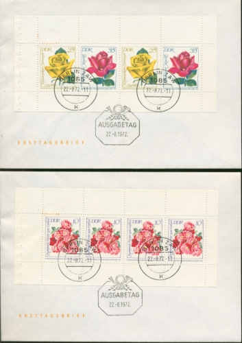 DDR 1972 Rosenausstellung Ersttagsbriefe Heftchenblätter 14/15 A FDC (T16775)