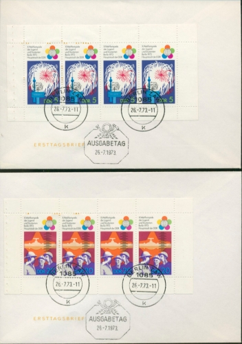 DDR 1973 Weltfestspiele Ersttagsbriefe Heftchenblätter 16/17 A FDC (T16776)