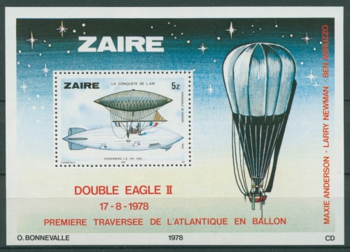 Kongo - Zaire 1978 Luftfahrt Zeppelin Luftschiff Block 22 postfrisch (C25969)
