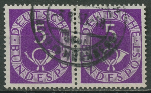 Bund 1951 Posthorn Bogenmarken 125 waagerechtes Paar gestempelt