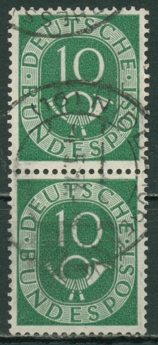 Bund 1951 Posthorn Bogenmarken 128 senkrechtes Paar gestempelt