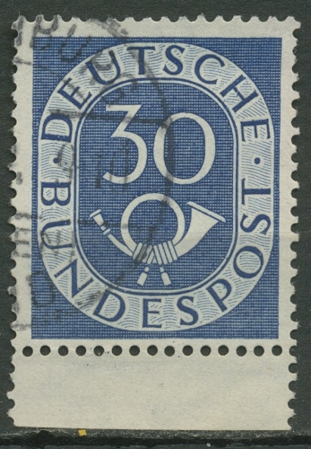 Bund 1951 Posthorn Bogenmarken 132 Unterrand gestempelt