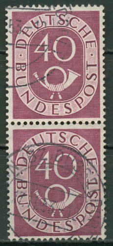 Bund 1951 Posthorn Bogenmarken 133 senkrechtes Paar gestempelt