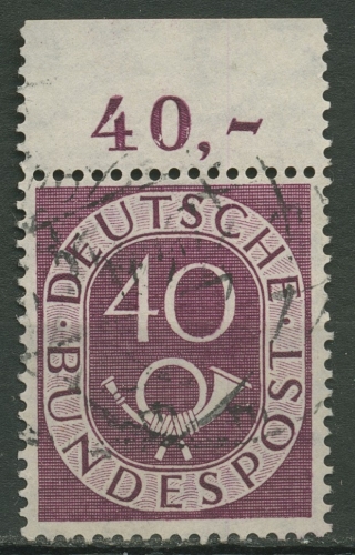 Bund 1951 Posthorn Bogenmarke 133 Oberrand gestempelt