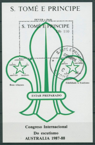 Sao Tomé und Príncipe 1988 Pfadfindertreffen Block 182 gestempelt (C27067)