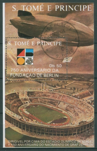 Sao Tomé und Príncipe 1988 Zeppelin über Berlin Block 180 gestempelt (C27066)