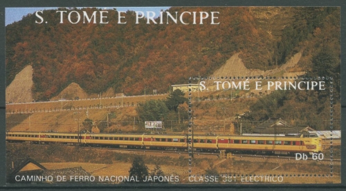 Sao Tomé und Príncipe 1988 Eisenbahn in Japan Block 179 gestempelt (C27064)