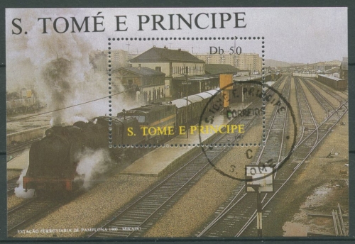 Sao Tomé und Príncipe 1987 Dampflokomotive Block 174 gestempelt (C27065)