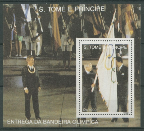Sao Tomé und Príncipe 1992 Olympische Flagge Block 291 postfrisch (C27058)