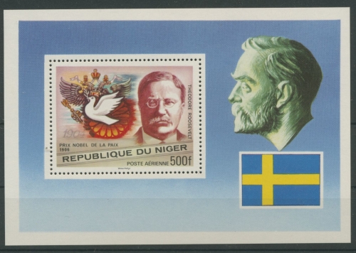 Niger 1977 Nobelpreisträger Theodore Roosevelt Block 17 postfrisch (C27168)