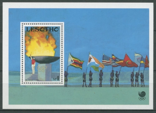 Lesotho 1988 Olymp. Spiele Seoul Olympisches Feuer Block 55 postfrisch (C27192)