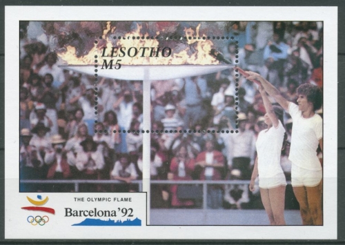 Lesotho 1990 Olymp. Spiele '92 Olympisches Feuer Block 76 postfrisch (C27193)