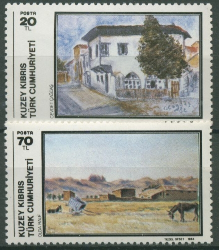 Türkisch-Zypern 1984 Gemälde: ALte türkische Häuser Landschaft 151/52 postfrisch