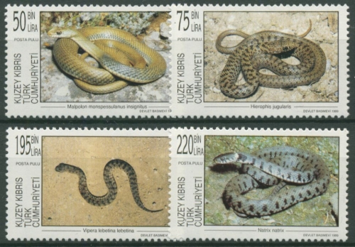 Türkisch-Zypern 1999 Schlangen: Natter, Otter 495/98 postfrisch