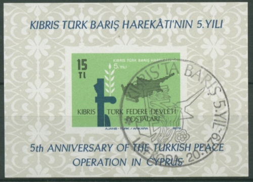 Türkisch-Zypern 1979 Türk. Intervention auf Zypern Block 1 gestempelt (C6661)