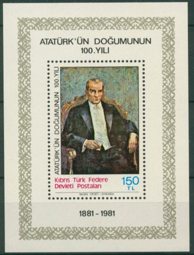 Türkisch-Zypern 1981 Geburtstag von Atatürk Block 2 postfrisch (C6665)