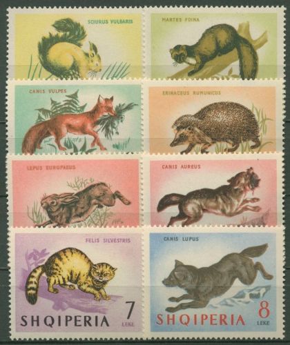 Albanien 1964 Tiere Wolf Hase Marder Igel Fuchs 815/22 postfrisch