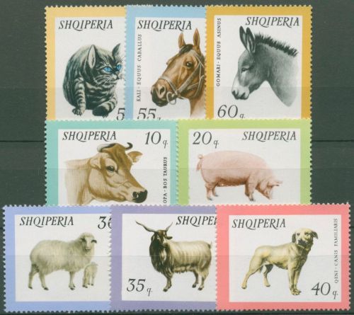 Albanien 1966 Haustiere Rind Schwein Schaf Katze Ziege Esel 1028/35 postfrisch