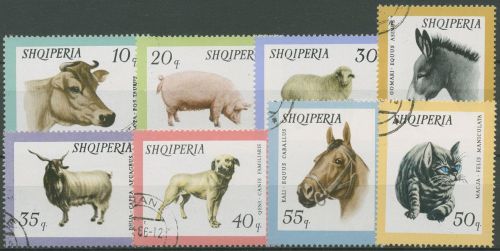 Albanien 1966 Haustiere Rind Schwein Schaf Katze Ziege Esel 1028/35 gestempelt