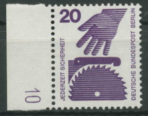 Berlin 1971 Unfallverhütung mit Druckerzeichen 404 DZ 10 postfrisch