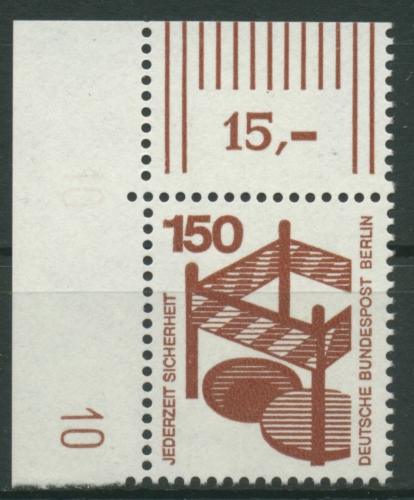 Berlin 1971 Unfallverhütung mit Druckerzeichen 411 DZ 10 Ecke postfrisch