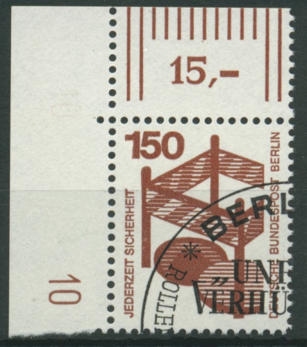 Berlin 1971 Unfallverhütung mit Druckerzeichen 411 DZ 10 Ecke gestempelt