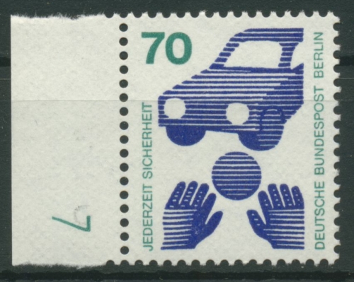 Berlin 1973 Unfallverhütung mit Druckerzeichen 453 DZ 7 grün postfrisch