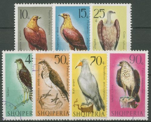 Albanien 1966 Tiere Greifvögel Adler Geier Falke 1124/30 gestempelt
