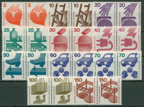 Berlin 1971/73 Unfallverhütung Bogenmarken waager. Paare 402/11 + 453 postfrisch