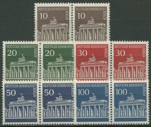 Berlin 1966 Brandenburger Tor Bogenmarken waagerechte Paare 286/90 postfrisch